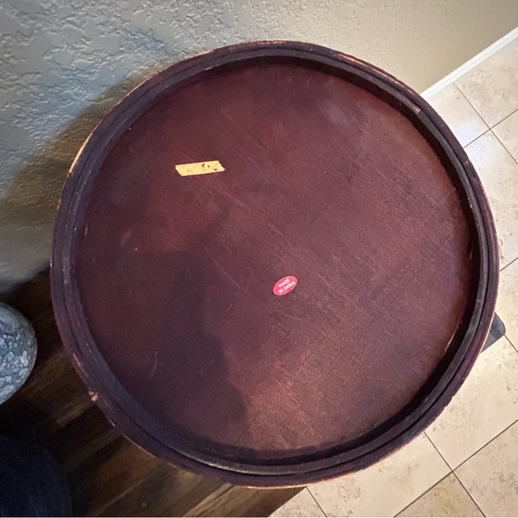 Vintage‎ Bamboo Woven Round Basket with Diamond-Weave Attached Lid Black Lining - Picture 5 of 16